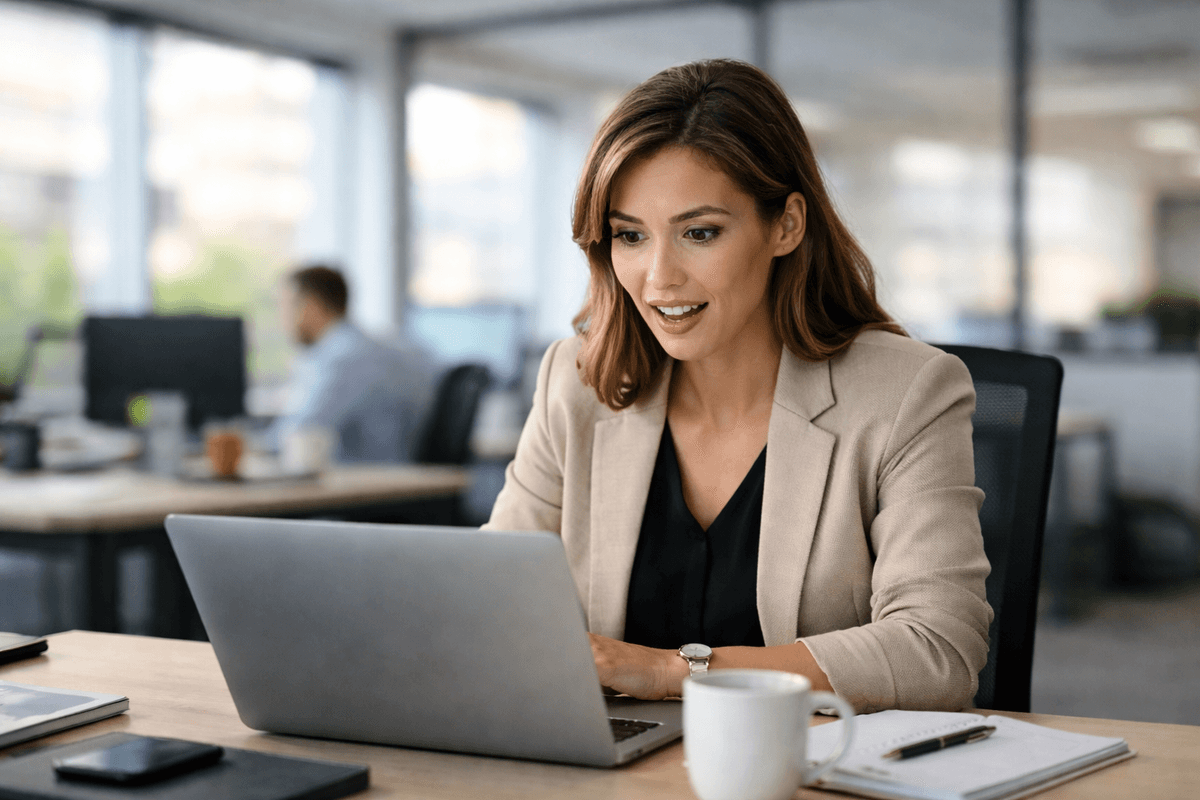 HR manager reviewing AI-powered insights