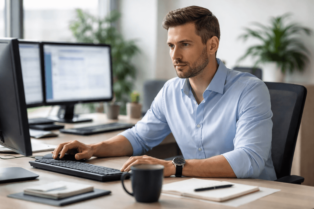 Compliance officer reviewing audit data